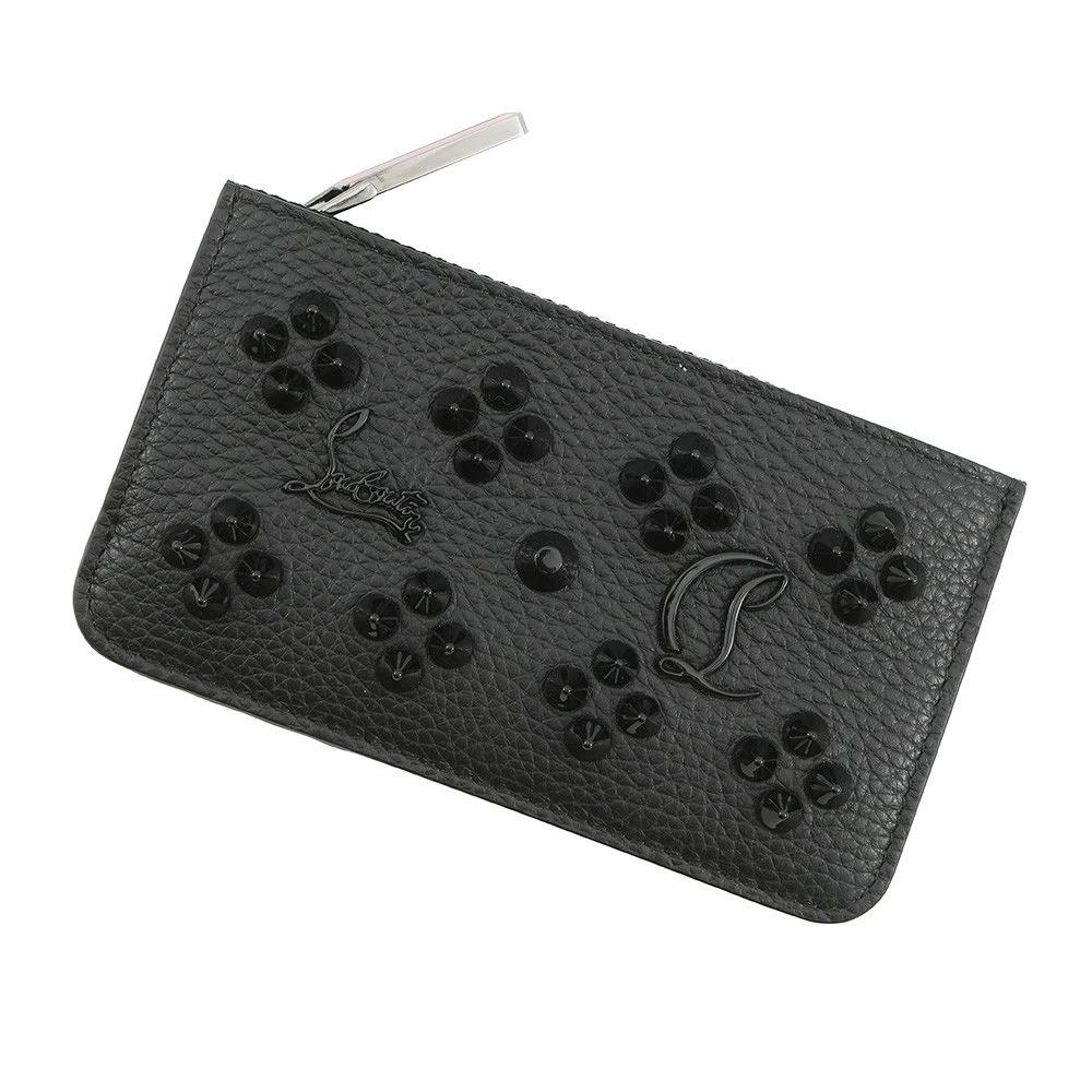 Christian Louboutin coin case Wallet studded leather card black fragment WALLET